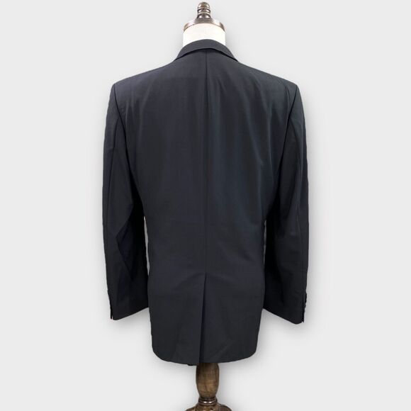 Hugo Boss Blazer Mens 44R Black Solid 3 Button Vented Sport Jacket Red Accents - Picture 7 of 10